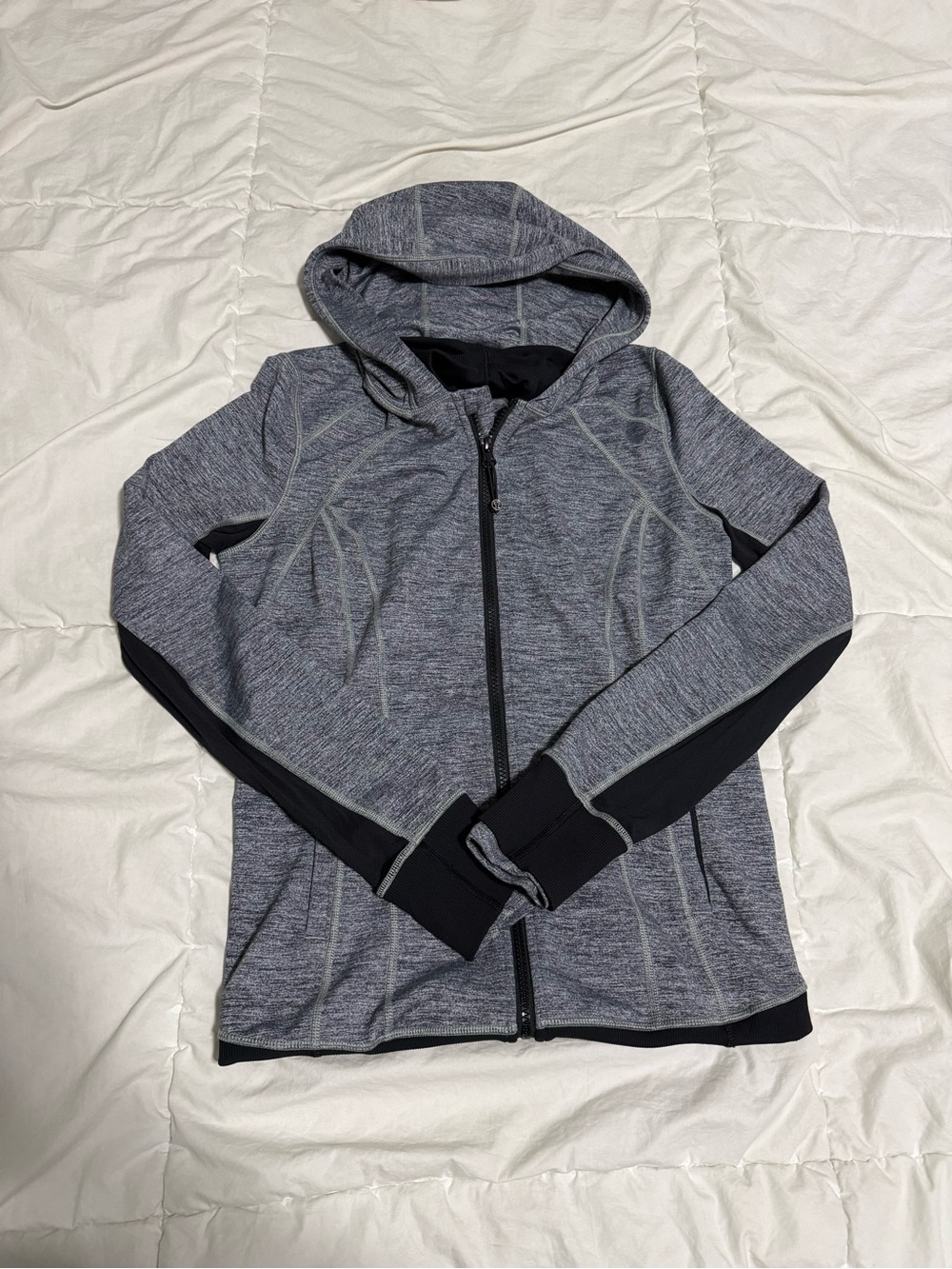 lululemon athletica Heather Gray and Black Full-Zip Hooded Jacket